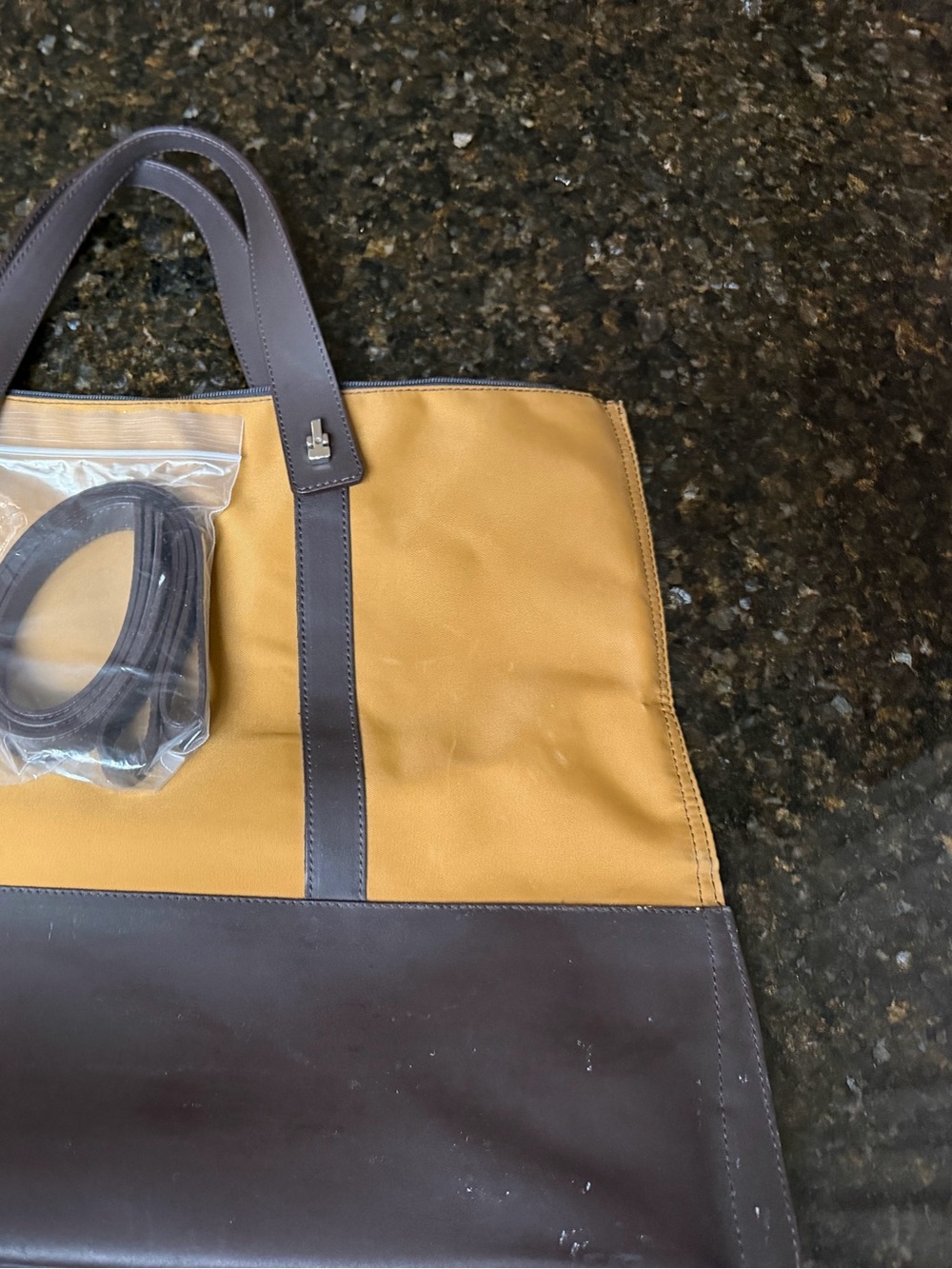 Two-Tone Messenger Tote Bag in Mustard & Black